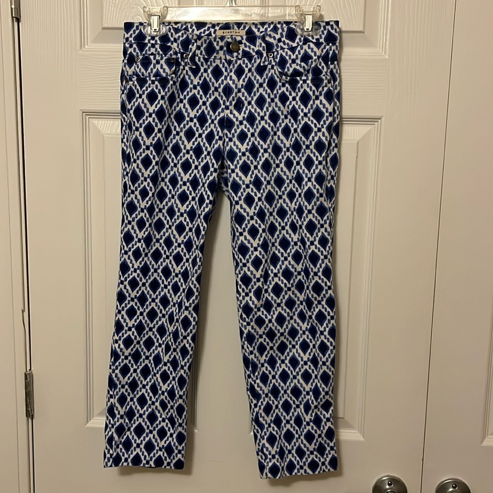 Jones New York Sport Blue and White Printed Pant, Size 4